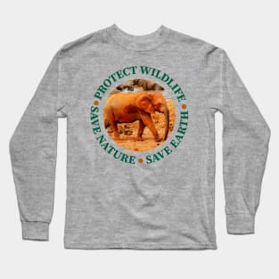 Wildlife Conservation Earth Day Elephants Long Sleeve T-Shirt